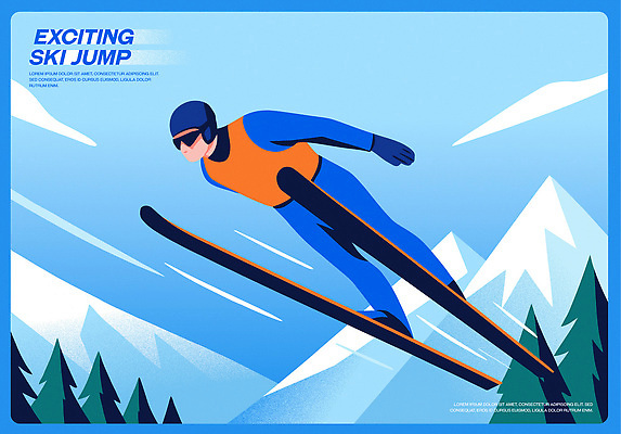 스포츠 겨울 일러스트 자연 하늘 스키 겨울스포츠 스키장 산 운동선수 동계올림픽 풍경 공중 레포츠 운동 점프 철 스키복 활강 스키점프 액션 국내일러스트 AI파일 옷 계절 올림픽 모션 레저 건강 생태계 파일형식 벡터