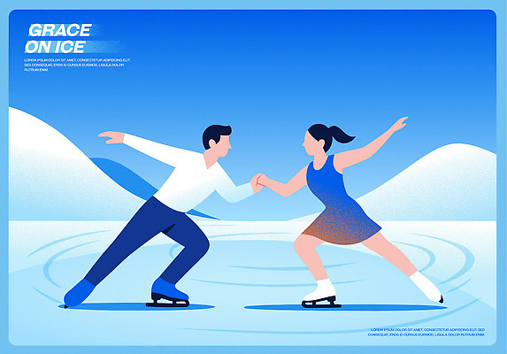 스포츠 포즈 겨울 일러스트 모션 자연 하늘 협력 겨울스포츠 산 동계올림픽 미소 파란색 평화 손잡기 스케이트 피겨스케이팅 즐거움 빙판 온도 조화 아이스댄스 국내일러스트 AI파일 계절 감정 스포츠용품 컬러 올림픽 컨셉 표정 스케이팅 춤 생태계 파일형식 벡터