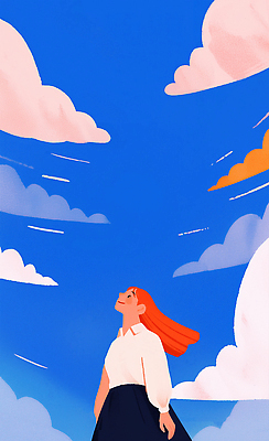 PSD 여자 행복 컬러 일러스트 자연 바람 미소 여름 평화 희망 꿈 자유 즐거움 그림 긍정 국내일러스트 자연요소 계절 감정 컨셉 날씨 표정 사람 생태계 파일형식