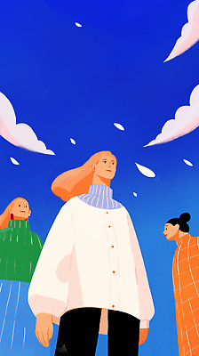 PSD 캐릭터 사계절 여자 예술 컬러 일러스트 자연 미소 일상 평화 우정 만남 자유 표현 여성복 긍정 스타일 국내일러스트 옷 계절 컨셉 표정 사람 라이프 친구 생태계 파일형식