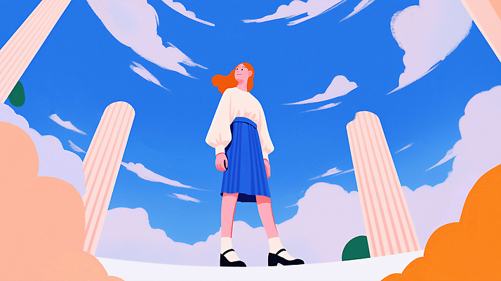 PSD 행복 컬러 포즈 백그라운드 일러스트 자연 하늘 미소 풍경 소녀 자유 기둥 자신감 모던 스타일 국내일러스트 여자 건축 감정 어린이 컨셉 표정 생태계 파일형식