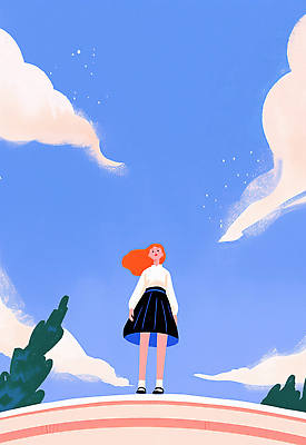 PSD 식물 여자 예술 일러스트 자연 하늘 바람 풍경 일상 캐주얼 여름 파란색 평화 자유 소나무 그림 빨간머리 풍경화 국내일러스트 자연요소 나무 헤어스타일 옷 계절 컬러 컨셉 날씨 사람 라이프 생태계 파일형식