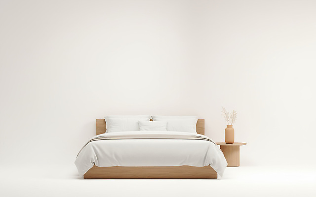디자인 컬러 가구 생활용품 감각 CG 파일형식 침실 공간 침대 인테리어 편안함 흰색 베이지색 오브젝트 모던 조화 미니멀 편집실사 JPG 편집이미지