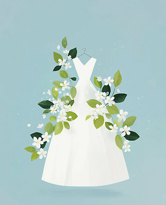 JPG 식물 디자인 드레스 패션 꽃 신부 예술 상징 컬러 웨딩드레스 결혼 백그라운드 일러스트 자연 결혼식 장식 신선 감성 하객 국내일러스트 AI일러스트 AI콘텐츠 옷 컨셉 이벤트 고객 생태계 파일형식
