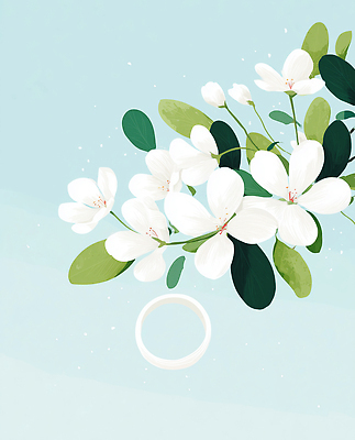 JPG 디자인 꽃 상징 결혼 백그라운드 일러스트 자연 결혼식 선물 사랑 초록색 봄 기쁨 흰색 축하 반지 화사함 국내일러스트 AI일러스트 AI콘텐츠 식물 계절 감정 컬러 컨셉 장신구 이벤트 생태계 파일형식