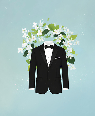 JPG 디자인 패션 꽃 예술 컬러 신랑 결혼 백그라운드 일러스트 결혼식 정장 턱시도 봄 흰색 우아함 남성복 스타일링 스타일 국내일러스트 AI일러스트 AI콘텐츠 식물 옷 계절 컨셉 이벤트 파일형식