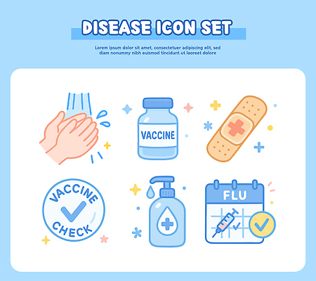 문자 의학 의료기기 모션 위생용품 씻기 확인 접종 파일형식 벡터 백신 건강 손씻기 예방 약 체크리스트 위생 안전 디자인 치료 예방접종 기호 세정제 주사기 수비 질병 체크표시 국내일러스트 AI파일 일러스트