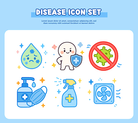 컨셉 의학 3 질병 예방 먼지 방역 세정제 접종 파일형식 벡터 건강 손세정제 마스크 소독제 청소 방역지침 위생 보호 세척 미세먼지 안전 알림 예방접종 질병예방 국내일러스트 AI파일 일러스트