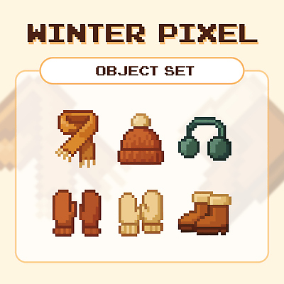 잡화 계절 신발 파일형식 벡터 겨울 픽셀 오브젝트 장갑 목도리 부츠 귀마개 아이템 디자인 스타일 따뜻함 패션 캐릭터 디지털아트 AI파일 일러스트 국내일러스트