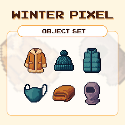 계절 놀이 점퍼 파일형식 벡터 겨울 픽셀 옷 세트 패딩 담요 따뜻함 스타일 장신구 컬러 디자인 게임 그래픽 AI파일 일러스트 국내일러스트
