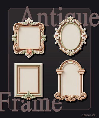 모양 PSD 편집이미지 디자인 예술 액자 백그라운드 프레임 장식 인테리어 세트 검은색 전시 앤티크 복고 비율 스타일 디테일 편집3D 컬러 3D 파일형식
