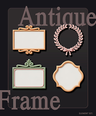 모양 PSD 편집이미지 디자인 예술 컬러 액자 백그라운드 프레임 장식 인테리어 세트 매력적 앤티크 복고 스타일 편집3D 컨셉 3D 파일형식