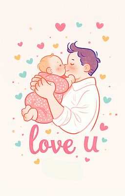 JPG 행복 감정 일러스트 가족 관계 포옹 키스 따뜻함 사랑 장식 귀여움 하트 표현 아기 아빠 편안함 감성 순간 국내일러스트 AI일러스트 AI콘텐츠 모양 컨셉 안기 사람 감각 애정표현 파일형식