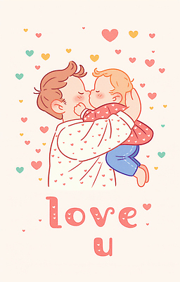 JPG 행복 감정 어린이 일러스트 가족 관계 포옹 키스 따뜻함 사랑 미소 부모 귀여움 하트 아기 아빠 소중 그림 순간 국내일러스트 AI일러스트 AI콘텐츠 모양 컨셉 안기 표정 사람 애정표현 파일형식