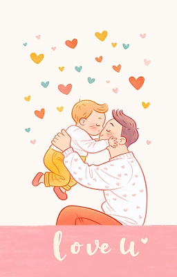 JPG 행복 감정 아들 어린이 일러스트 가족 관계 포옹 따뜻함 사랑 웃음 일상 귀여움 기쁨 심장 표현 아빠 나눔 순간 국내일러스트 AI일러스트 AI콘텐츠 컨셉 안기 표정 사람 라이프 장기_의학 파일형식