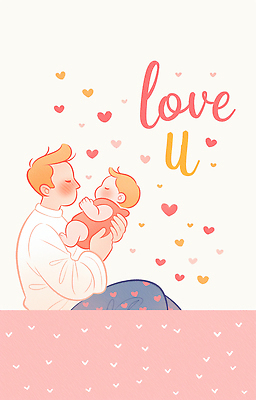 JPG 행복 일러스트 가족 관계 따뜻함 표정 사랑 사람 귀여움 만남 하트 아기 아빠 포근함 순간 국내일러스트 AI일러스트 AI콘텐츠 모양 감정 컨셉 감각 파일형식