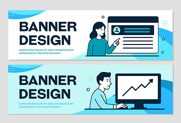 템플릿 배너템플릿 비즈니스 협력 직장 설명 사람 그래픽 컴퓨터 프레젠테이션 모던 마케팅 서류판 AI파일 배너 회사 모션 전자제품 사무용품 파일형식 벡터