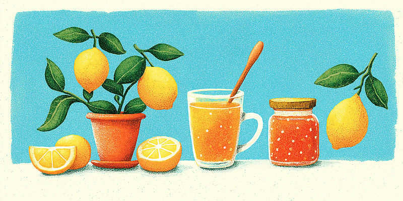 JPG 나무 식물 음료 겨울 과일 일러스트 자연 아침 요리 컵 주방 신선 달콤 잼 레몬 상큼 레시피 레몬즙 자취 국내일러스트 AI일러스트 AI콘텐츠 주간 식기 계절 소스_음식 맛 즙 생태계 파일형식