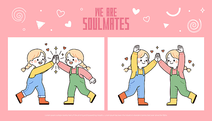 캐릭터 행복 감정 어린이 일러스트 모션 놀이 사랑 세계 우정 만남 즐거움 그림 연애 하이파이브 국내일러스트 AI파일 컨셉 사람 손짓 친구 파일형식 벡터