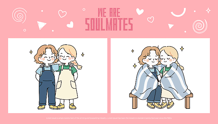 캐릭터 행복 감정 일러스트 관계 포옹 따뜻함 사랑 미소 친구 만남 그림 소통 긍정적 국내일러스트 AI파일 컨셉 안기 표정 파일형식 벡터