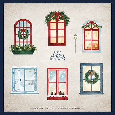 PSD 디자인 감정 크리스마스 겨울 일러스트 창문 자연 주택 실내 따뜻함 풍경 장식 화환 편안함 그림 환영 조화 색감 풍경화 국내일러스트 계절 기념일 꽃 내부 건물 감각 생태계 파일형식