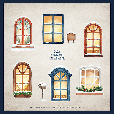 PSD 디자인 예술 크리스마스 설경 겨울 일러스트 창문 주택 따뜻함 풍경 장식 빛 인테리어 분위기 편안함 창가 오브젝트 색감 국내일러스트 계절 기념일 컨셉 건물 감각 파일형식