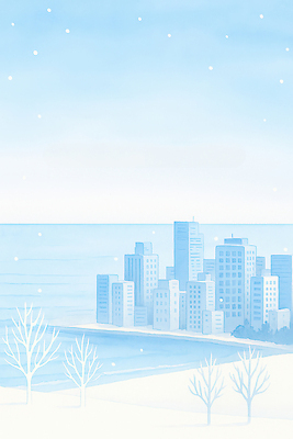 주간 자연요소 식물 계절 바다 컬러 컨셉 날씨 풍경 파란색 도시 그림 생태계 파일형식 겨울 스카이라인 나무 평화 아침 차가움 하늘 해변 도시풍경 자연 환경 풍경화 JPG 국내일러스트 일러스트 하늘색 눈