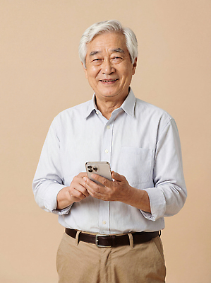 노년 남자 감정 컨셉 표정 사람 성인 라이프 핸드폰 스마트기기 감각 CG 파일형식 스마트폰 미소 즐거움 모던 백그라운드 기술 소통 기쁨 일상 부드러움 따뜻함 편집실사 JPG 편집이미지 할아버지 의료성형뷰티