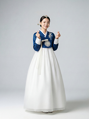 JPG 편집이미지 한국문화 전통 옷 여자 패션 포즈 한국 미소 촬영 기쁨 전통의상 한복 손하트 뷰티풀 의료성형뷰티 편집실사 AI인물포토 AI콘텐츠 동양문화 한국전통 감정 아시아 표정 사람 손짓 CG 파일형식 AI포토