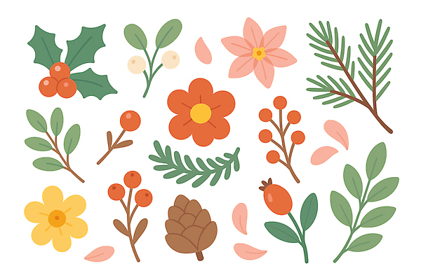 식물 계절 기념일 꽃 컨셉 무늬 생태계 파일형식 벡터 그림 디자인 자연 컬러 모양 장식 겨울 여름 패턴 화사함 생동감 예술 국내일러스트 AI파일 일러스트 포인세티아 보테니컬아트 크리스마스