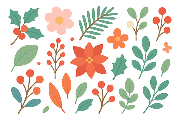 식물 디자인 계절 기념일 꽃 무늬 생태계 파일형식 벡터 색감 장식 자연 잎 생명 예술 인테리어 디지털아트 그래픽 패턴 여름 봄 겨울 국내일러스트 AI파일 일러스트 포인세티아 보테니컬아트 크리스마스
