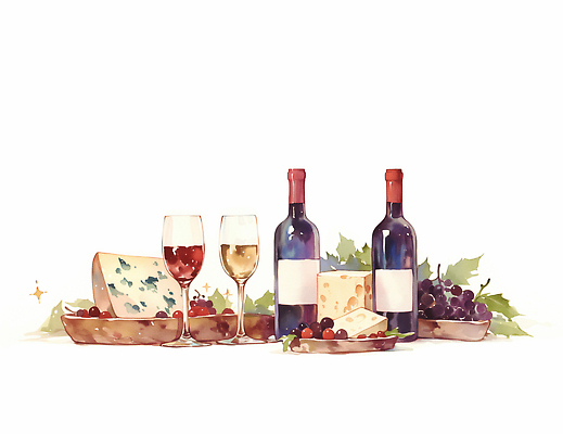 JPG 음료 와인잔 일러스트 탁자 포도 디저트 치즈 쟁반 소풍 파티 와인 식사 분위기 맛 애피타이저 저녁 와인플래터 국내일러스트 AI일러스트 AI콘텐츠 음식 가구 컨셉 술잔 과일 유제품 주류 이벤트 야외활동 야간 파일형식