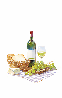 JPG 여유 빵 과일 일러스트 식탁 포도 잔 치즈 함께함 쟁반 파티 바구니 와인 화이트와인 나무쟁반 목기 색감 오후 와인플래터 국내일러스트 AI일러스트 AI콘텐츠 식기 감정 음식 컨셉 탁자 유제품 주류 이벤트 목재 파일형식