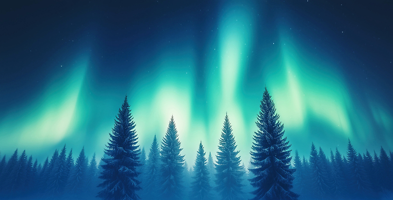 JPG 나무 편집이미지 컬러 겨울 자연 하늘 아이슬란드 풍경 빛 고요 차가움 숲 신비 북극 오로라 경관 편집실사 AI컴퓨터그래픽 AI콘텐츠 식물 계절 유럽 컨셉 자연현상 극지방 CG 생태계 파일형식