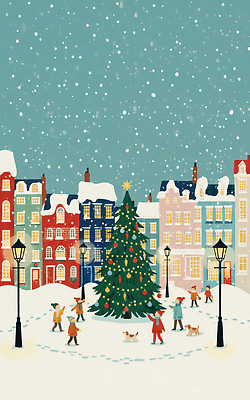 계절 기념일 감정 다수 크리스마스 관계 휴식 사람 건물 반려동물 개 파일형식 겨울 크리스마스트리 강아지 마을 광장 여러명 즐거움 주택 조명 컬러 풍경 산책 모션 놀이 추위 장식 가족 국내일러스트 일러스트 JPG