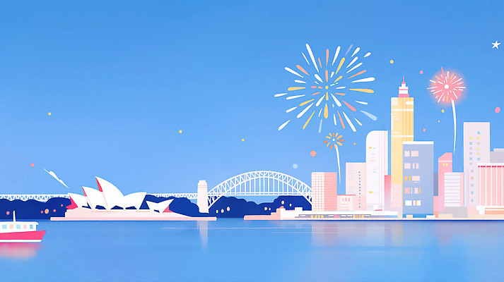 컬러 여행 컨셉 놀이 호주 야간 파일형식 풍경_경치 시드니 불꽃놀이 도시 수상_상을받음 야경 강 Skyline 축제 화려 관광지 하늘 빨간색 파란색 문화 국내일러스트 JPG 일러스트