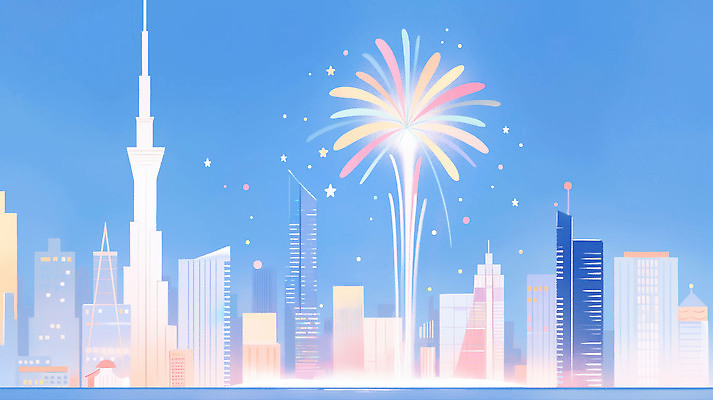 감정 다수 컨셉 놀이 하늘 사람 여름 도시 야간 파일형식 풍경_경치 불꽃놀이 도심 야경 여름밤 화려 빛 조명 Skyline 대도시 축제 이벤트 밤하늘 여러명 기쁨 여행 국내일러스트 JPG 일러스트