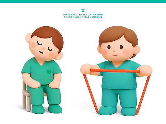 직업 가구 의학 건강 치료 3D 파일형식 물리치료 환자 치료사 운동 의자 캐릭터 재활 의사소통 PSD 편집3D 편집이미지 도수치료