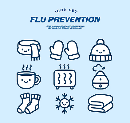 아이콘 잡화 계절 의학 관계 건강 관리 질병 파일형식 벡터 감기 예방 겨울 장갑 음료 따뜻함 안전 가족 건강관리 2D아이콘 AI파일