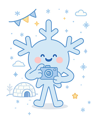 자연요소 캐릭터 계절 감정 컬러 컨셉 겨울 눈_날씨 표정 전자제품 축제 파일형식 벡터 눈송이 카메라 이글루 백그라운드 웃음 행복 파란색 별 귀여움 풍경 일러캐릭터 일러스트 AI파일 겨울축제