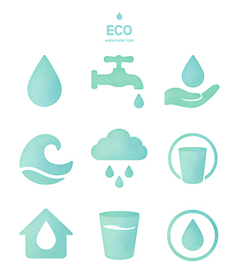 자연요소 식기 바다 건물 신체부위 환경 생태계 파일형식 물 수채화 디자인 수도꼭지 물방울 손 파도 컵 주택 자연 에코 상징 PSD 일러스트 국내일러스트