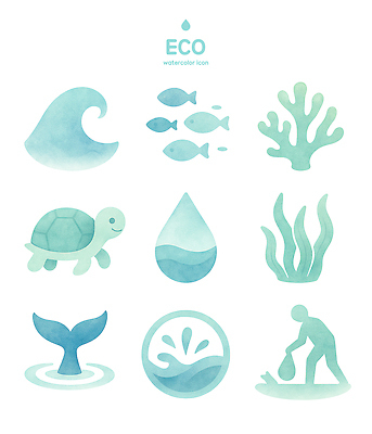 자연요소 파충류 수중동물 해조류 생태계 파일형식 자연 물 바다 수채화 거북이 어류 물방울 해초 환경 지구 PSD 일러스트 국내일러스트