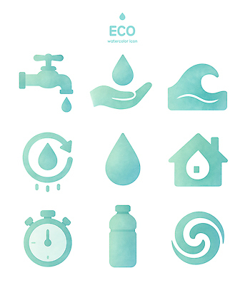 자연요소 건물 신체부위 물통 친환경 파일형식 물 환경 수도꼭지 물방울 손 주택 물병 재활용 에너지 오염 PSD 수채화 일러스트 국내일러스트