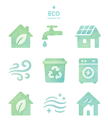 자연요소 자연 날씨 환경 에너지 그린에너지 보호 친환경 생태계 파일형식 물 재활용 태양에너지 자연보호 가정 쓰레기통 청정 전기에너지 바람 에코 PSD 수채화 일러스트 국내일러스트