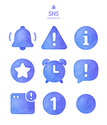 자연요소 아이콘 미술도구 파일형식 알림 소셜미디어 디자인 물감 경고 정보 시계 별 메시지 커뮤니케이션 표현 그래픽 예술 2D아이콘 PSD 소셜네트워크 수채화