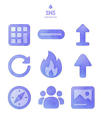 아이콘 불 파일형식 소셜네트워크 디자인 수채화 그래픽 소셜미디어 업로드 새로고침 화살표 불꽃 지도 그룹 이미지 어플리케이션 표현 2D아이콘 PSD