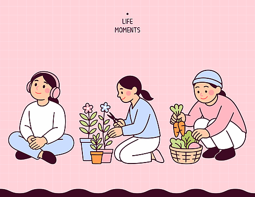 감정 농업 문화예술 말하기 취미 라이프 도시 그림 생태계 원예 파일형식 벡터 식물 정원가꾸기 음악 채소 수확 행복 농사 일상 캐리커처 화분 대화 자연 도심 모션 생활 국내일러스트 AI파일 일러스트