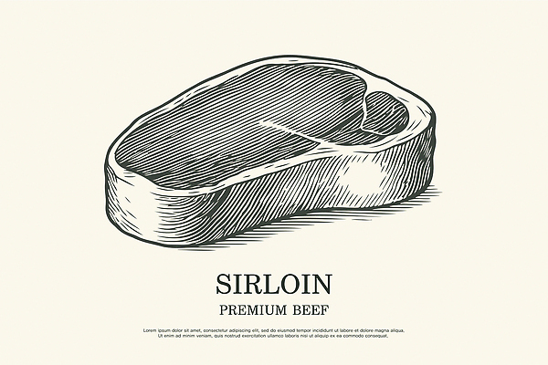 음식 일러스트 육류 스테이크 요리 식사 저녁식사 소고기 신선 바비큐 구이 질감 고기요리 등심 정육점 프리미엄 국내일러스트 AI파일 식재료 서양음식 상점 파일형식 벡터