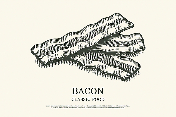 음식 일러스트 재료 디저트 패스트푸드 건강 육류 요리 식사 맛 아침식사 구이 베이컨 레시피 국내일러스트 AI파일 컨셉 식재료 돼지고기 인스턴트 파일형식 벡터