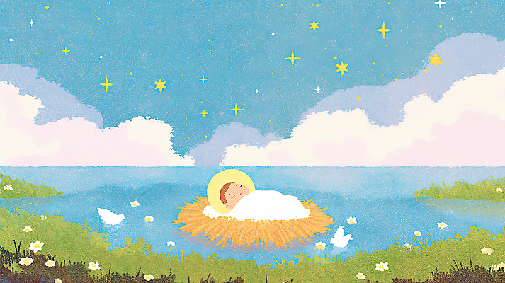 JPG 꽃 별 호수 일러스트 자연 조류 하늘 천사 국화 풍경 파란색 평화 고요 꿈 아기 수면 저녁 마법 국내일러스트 자연요소 식물 동물 컬러 컨셉 사람 물 야간 생태계 파일형식